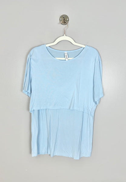 XL - Sosolism Blue Layered Nursing Shirt