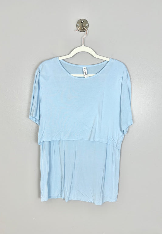 XL - Sosolism Blue Layered Nursing Shirt