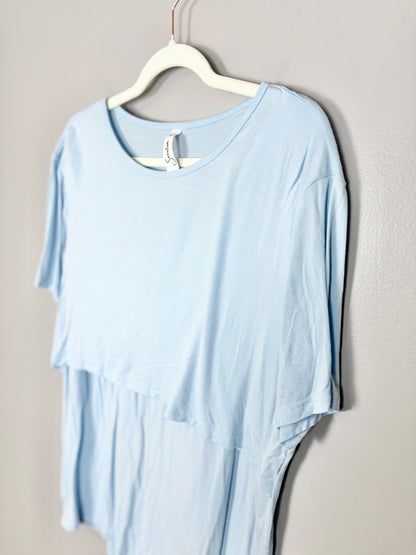 XL - Sosolism Blue Layered Nursing Shirt