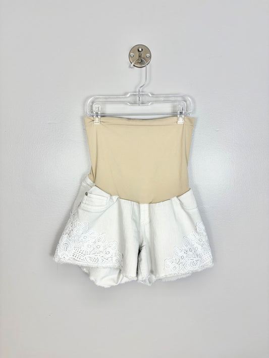 M - Indigo Blue White Lace Detail Shorts