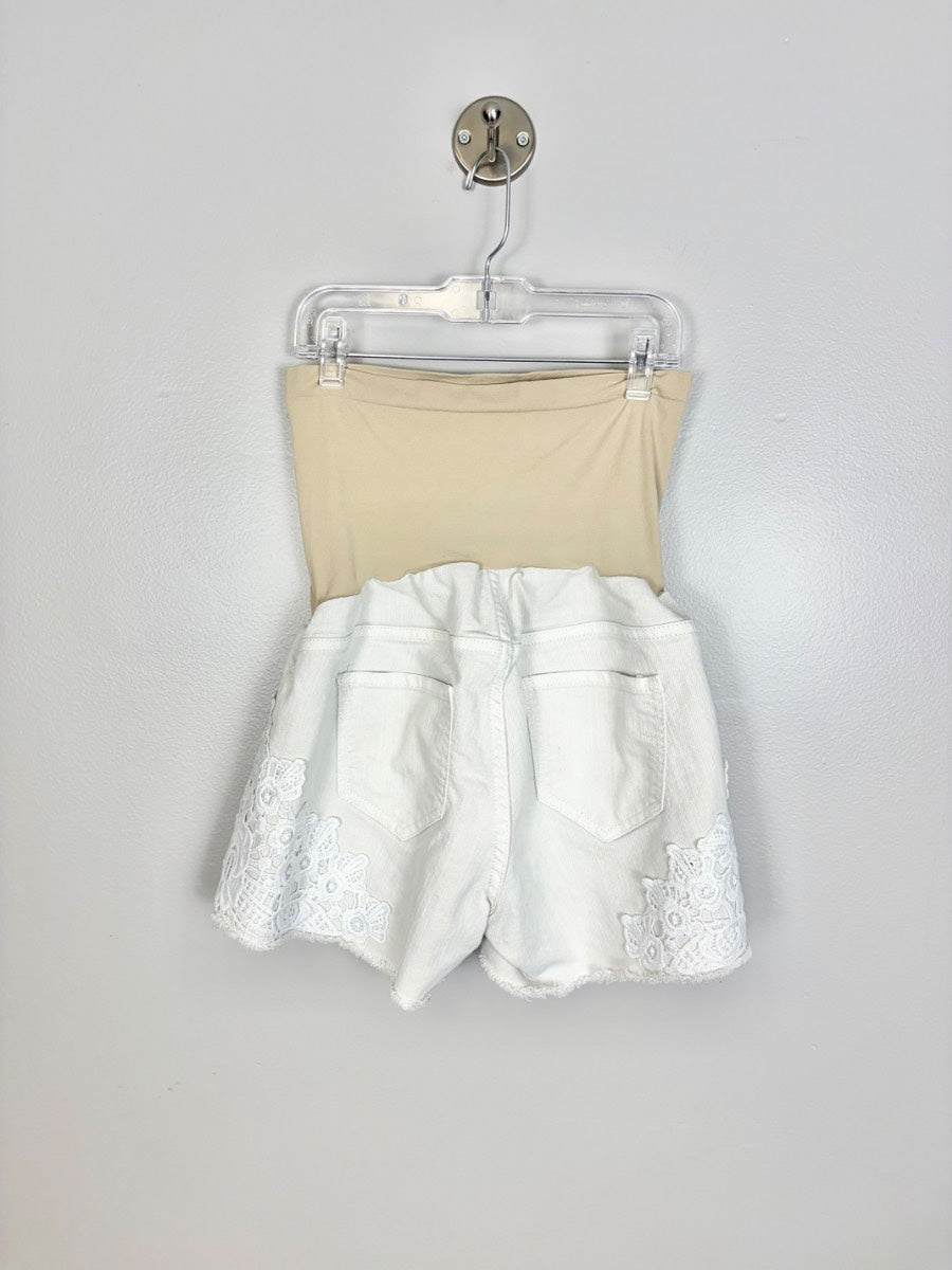 M - Indigo Blue White Lace Detail Shorts