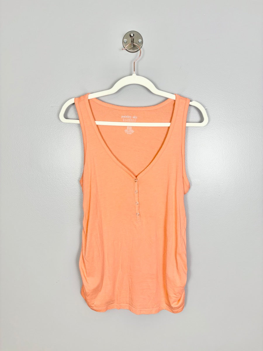 M - Paisley Sky Henley Tank Top