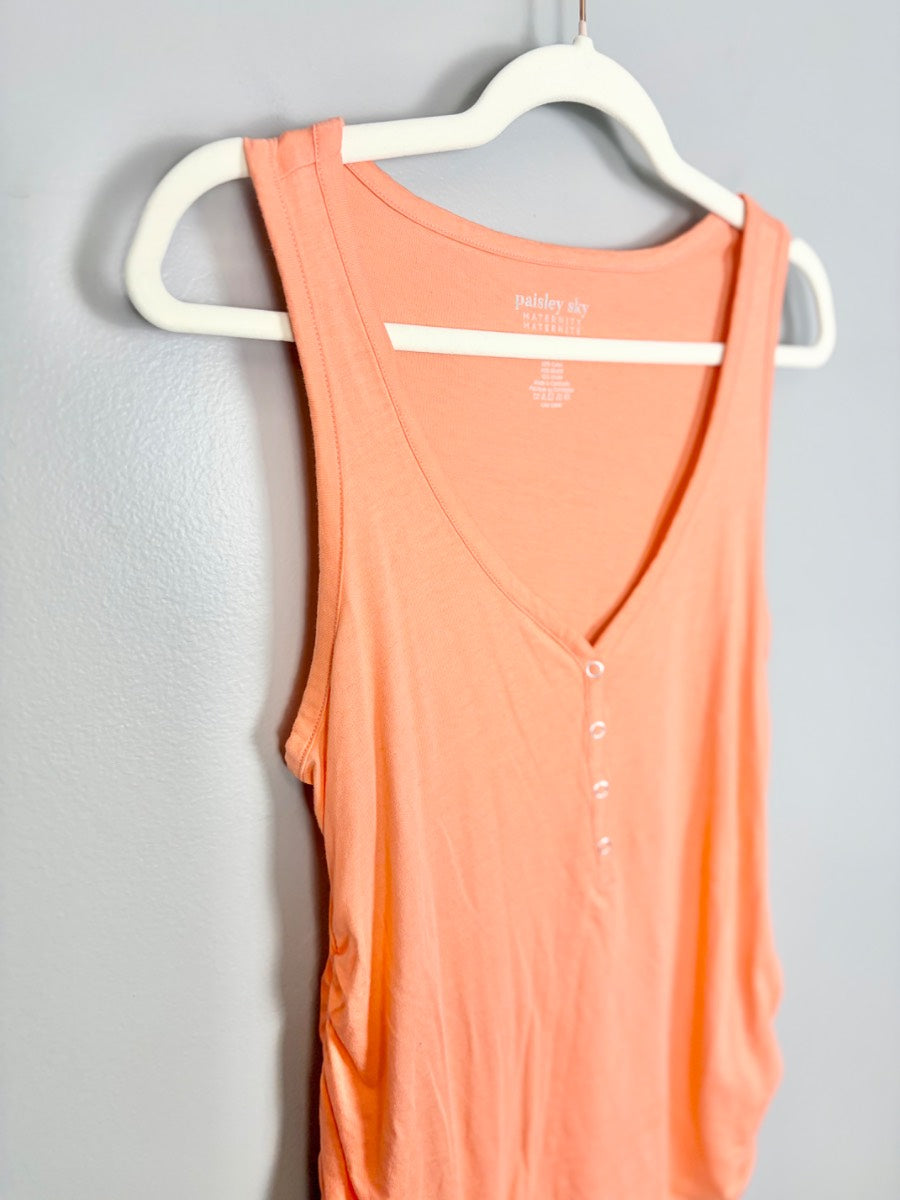 M - Paisley Sky Henley Tank Top