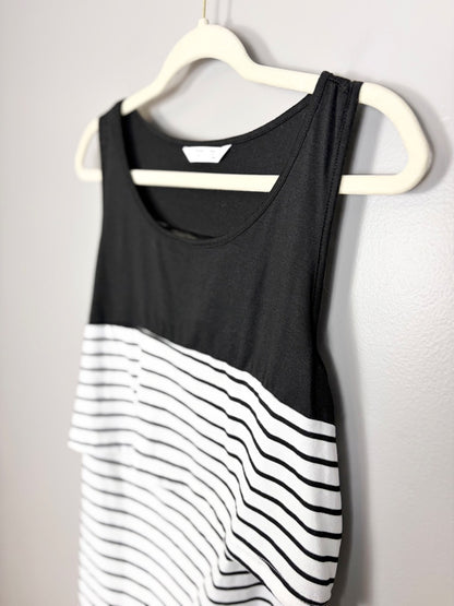XL - Black & White Stripe Nursing Tank Top