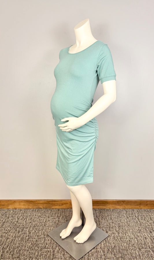 M - Teal Ruched Bodycon Dress