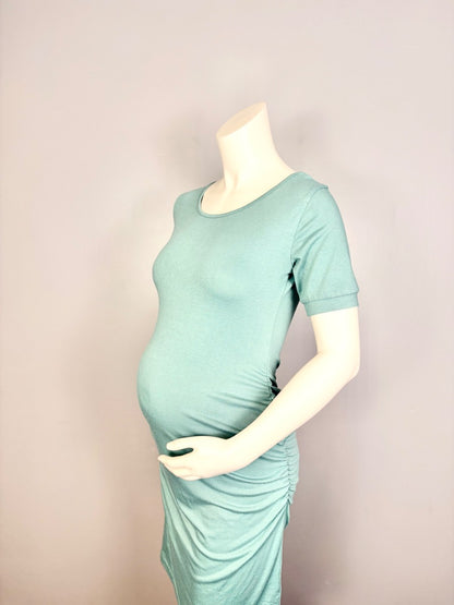 M - Teal Ruched Bodycon Dress