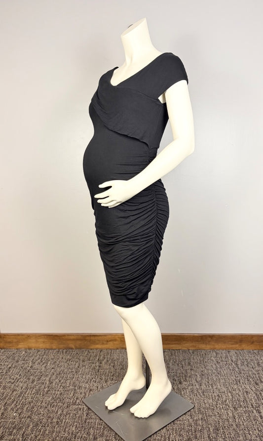 M - Stork & Babe Black Ruched Bodycon Dress