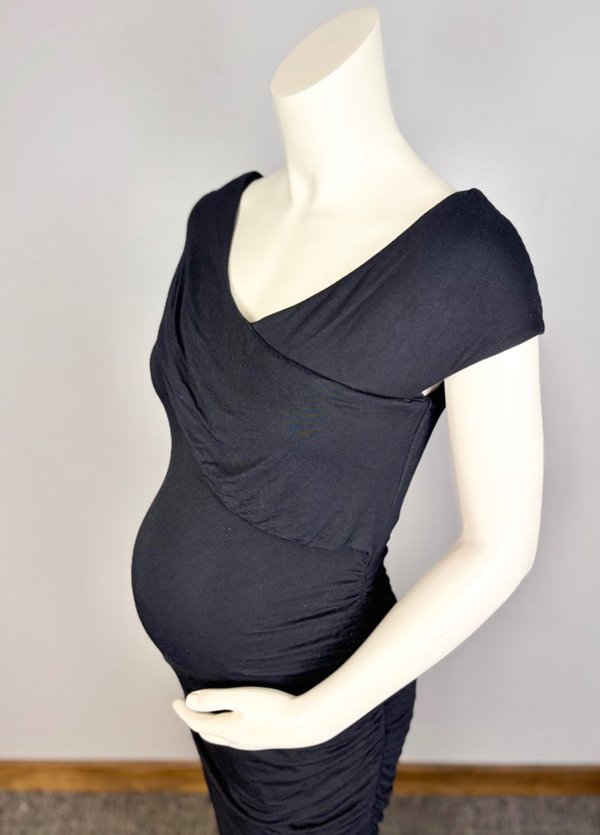 M - Stork & Babe Black Ruched Bodycon Dress
