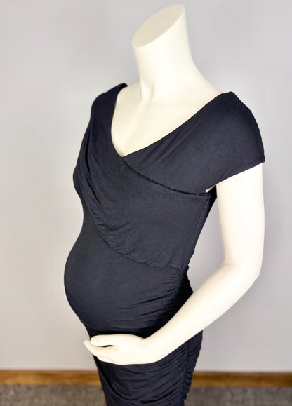 M - Stork & Babe Black Ruched Bodycon Dress