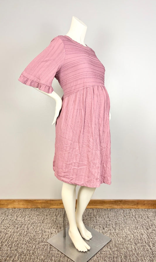 XL - Terra Sky Dusty Pink Pintuck Dress