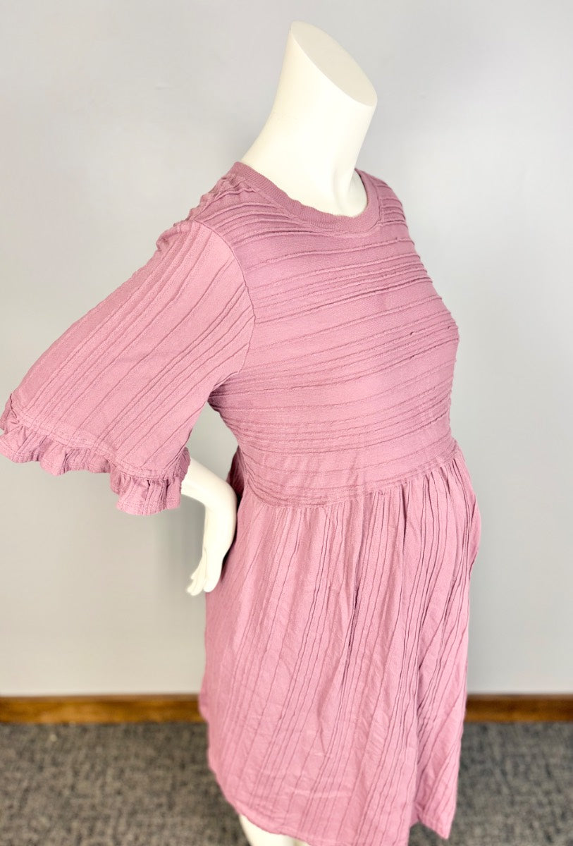 XL - Terra Sky Dusty Pink Pintuck Dress