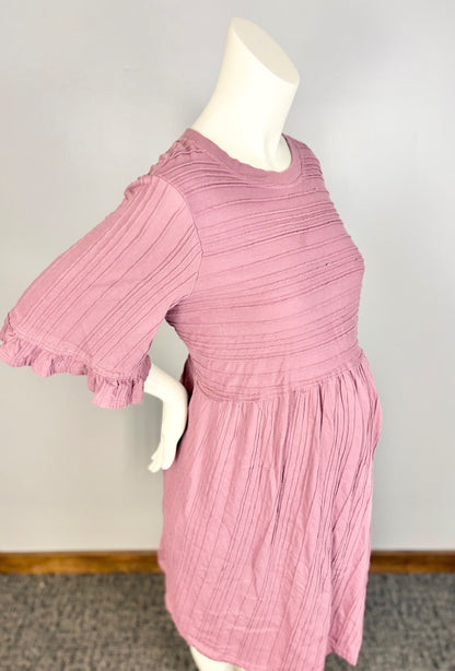 XL - Terra Sky Dusty Pink Pintuck Dress