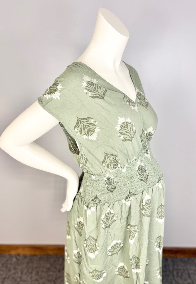 XXL - Old Navy Green Floral Midi Dress