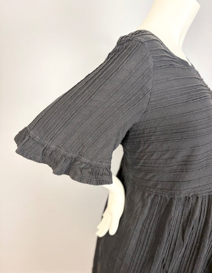 XL - Black Pintuck Babydoll Dress