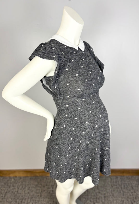 S - Monteau Polka Dot Collared Dress