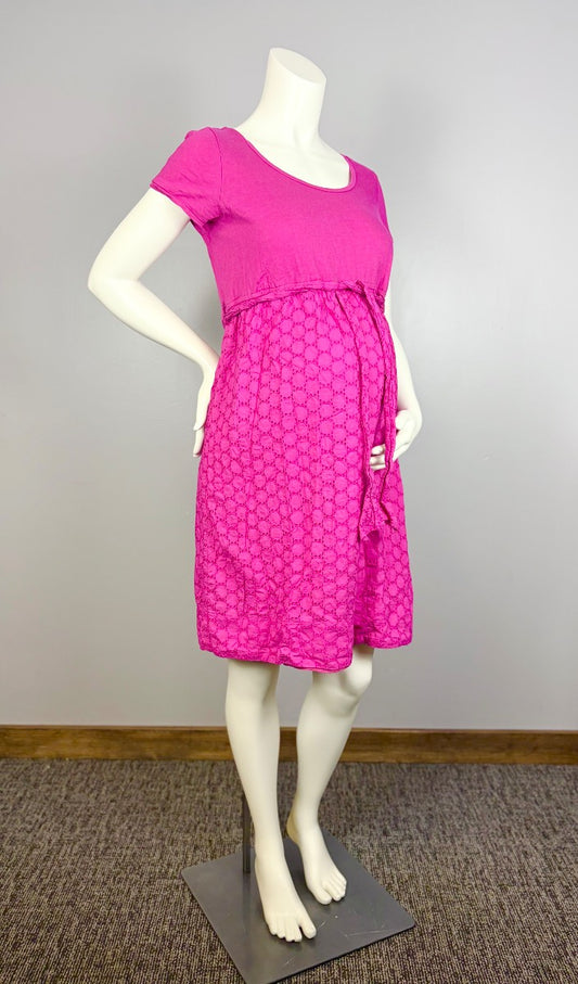 M - Motherhood Fuchsia Eyelet Dress