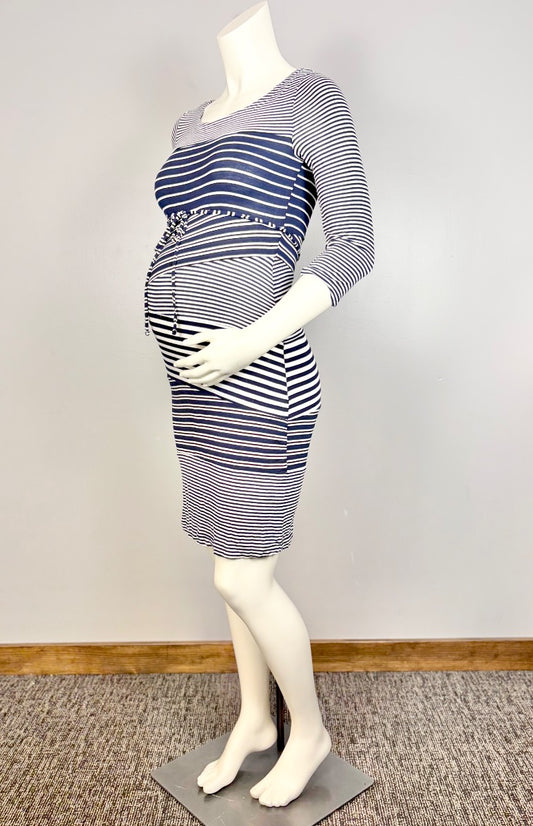 S - Motherhood Striped Bodycon Dress