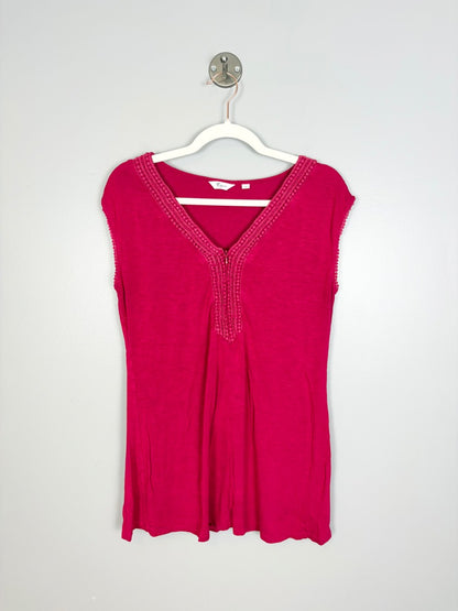 S - Thyme Deep Coral Zippered Nursing Shirt