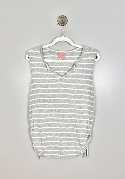 L - Paisley Sky Striped Sleeveless Top
