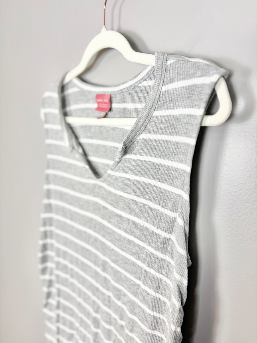 L - Paisley Sky Striped Sleeveless Top
