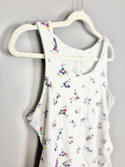 L - Paisley Sky White Floral Maternity Tank