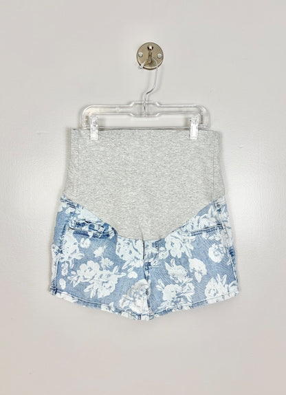 S - Thyme Floral Denim Shorts