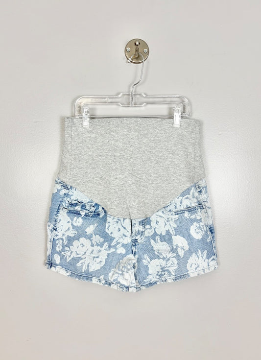 S - Thyme Floral Denim Shorts