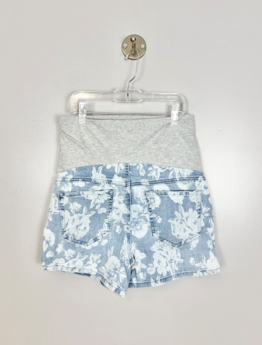 S - Thyme Floral Denim Shorts