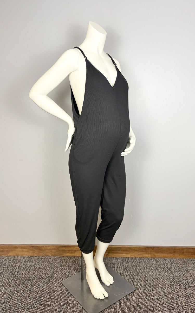 S - Pepper & Zoe Black Ribbed Jumpsuit
