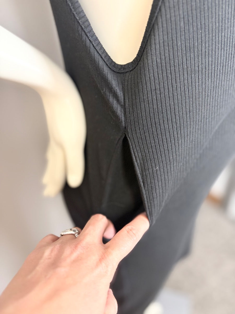 S - Pepper & Zoe Black Ribbed Jumpsuit