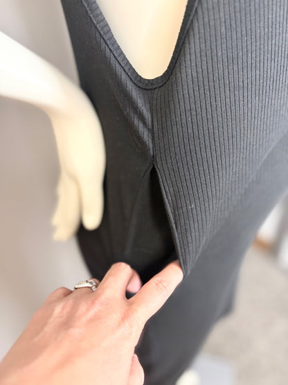 S - Pepper & Zoe Black Ribbed Jumpsuit