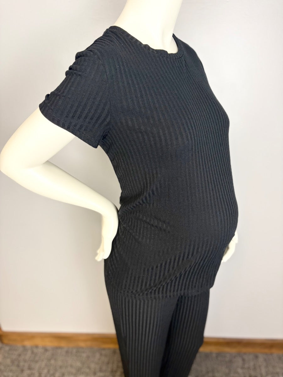 M - H & M Mama Black Ribbed Lounge Set