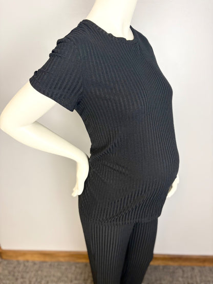 M - H & M Mama Black Ribbed Lounge Set