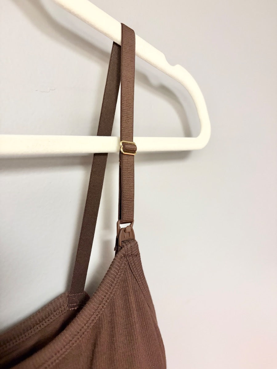 L - Embrace Chocolate Ribbed Nursing Slip Dress
