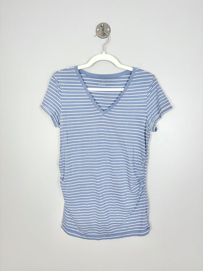 M - Gap Blue & White Striped V-neck Tee