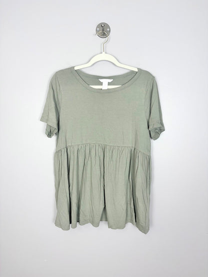 M - H & M Sage Green Babydoll Peplum Top