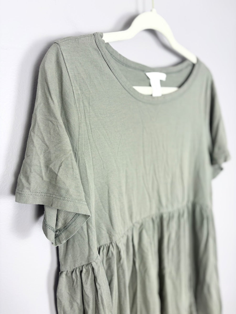 M - H & M Sage Green Babydoll Peplum Top