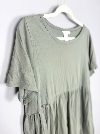 M - H & M Sage Green Babydoll Peplum Top