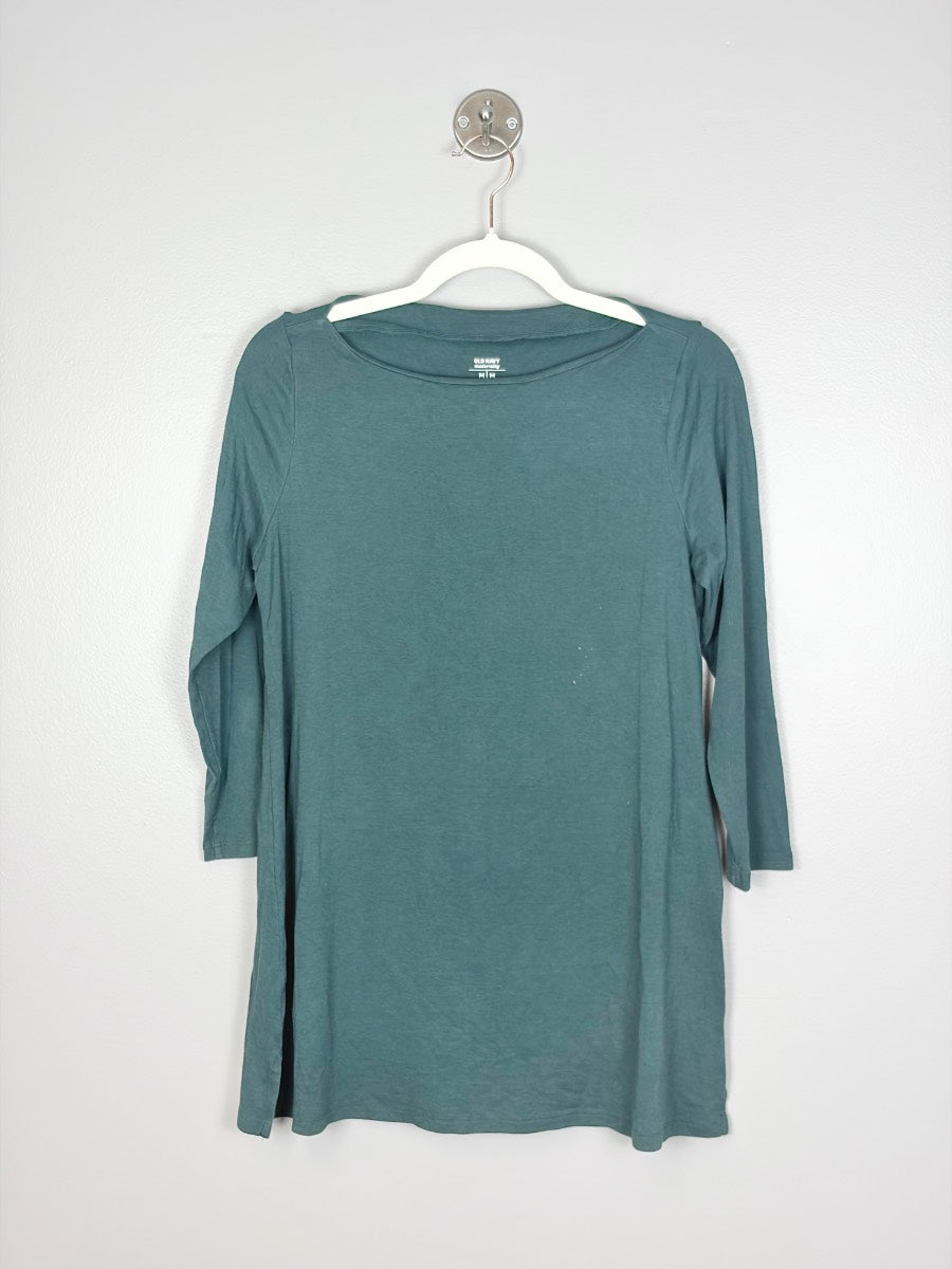 M - Old Navy Green Boat Neck 3/4 Sleeve Tee