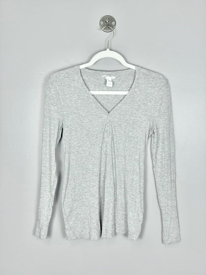 M - H & M Heather Grey Henley Top