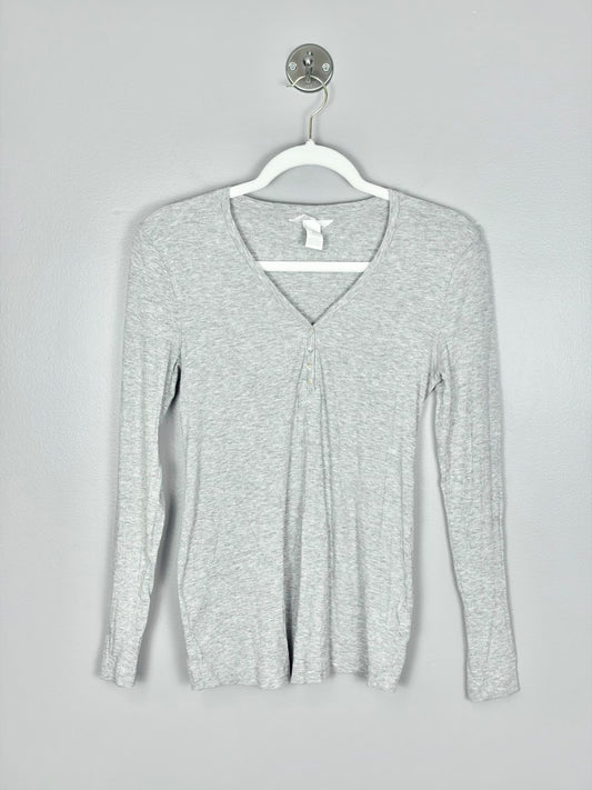 M - H & M Heather Grey Henley Top