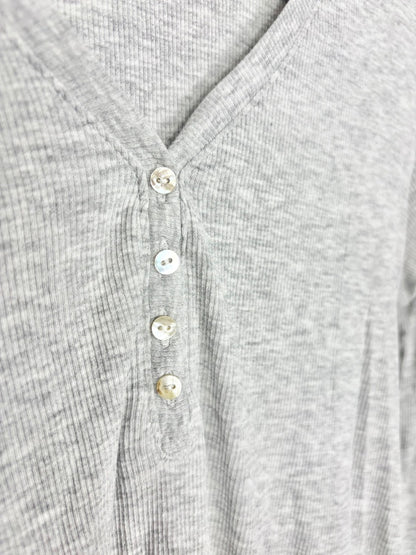 M - H & M Heather Grey Henley Top
