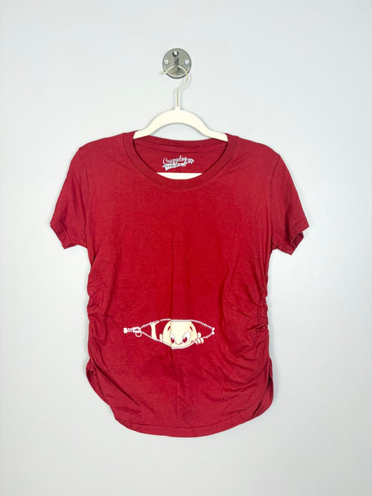 M - Novelty Red Peekaboo Maternity Tee