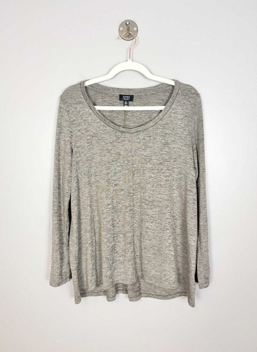 L - Jones New York Heathered Scoop Neck Top