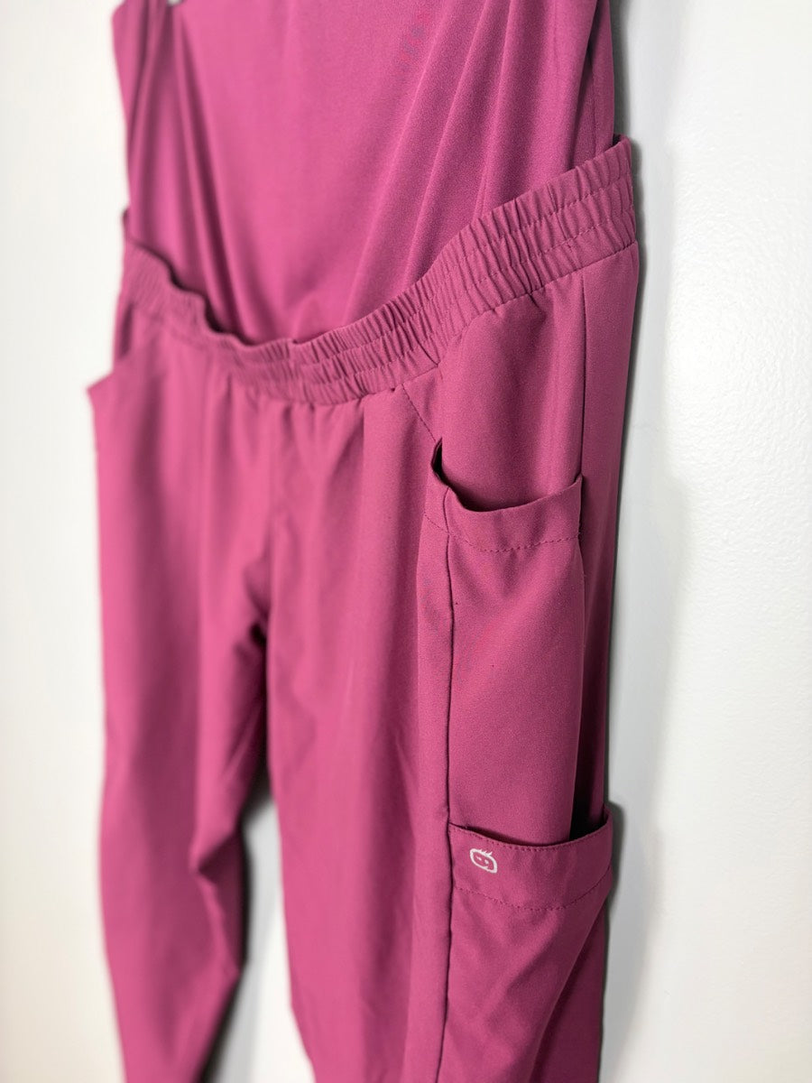 L - WonderWink Cranberry Cargo Jogger Scrubs