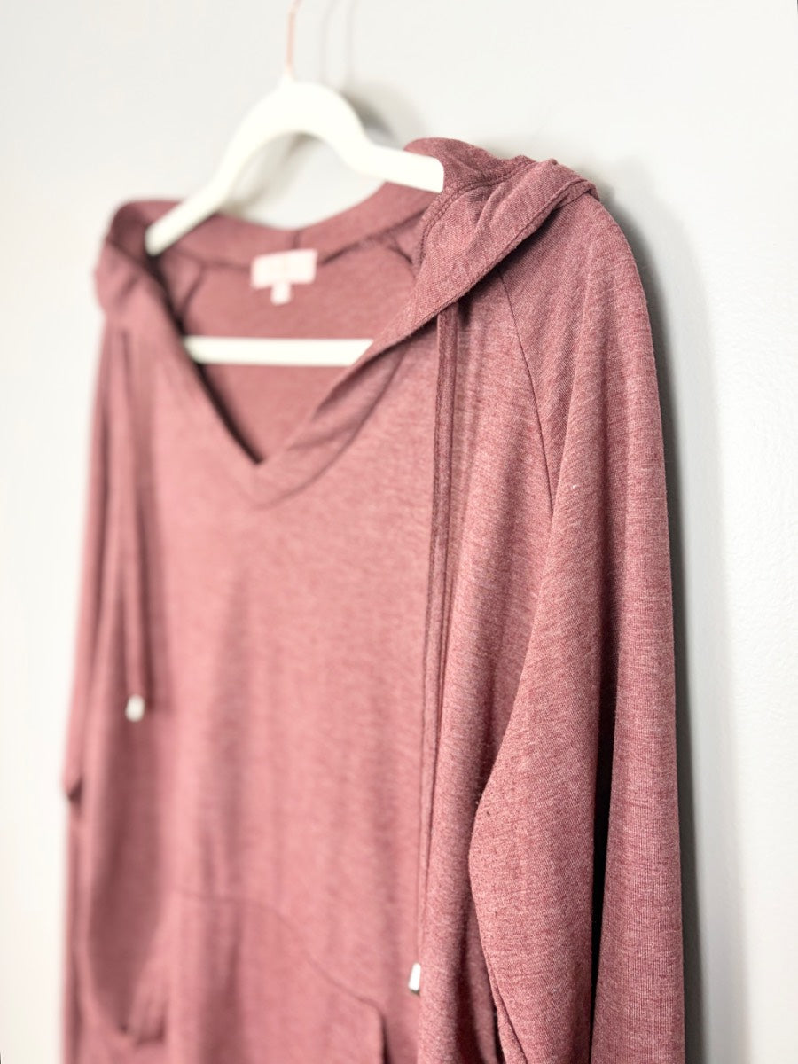 XL - Brome Rose Hooded Pullover Top