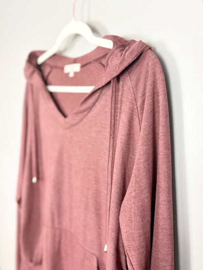 XL - Brome Rose Hooded Pullover Top