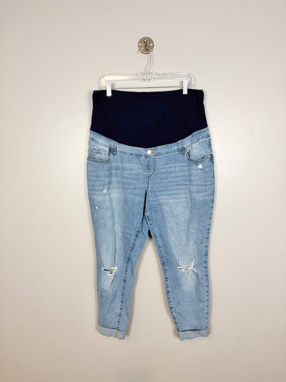 XL - Paisley Sky Distressed Boyfriend Jeans