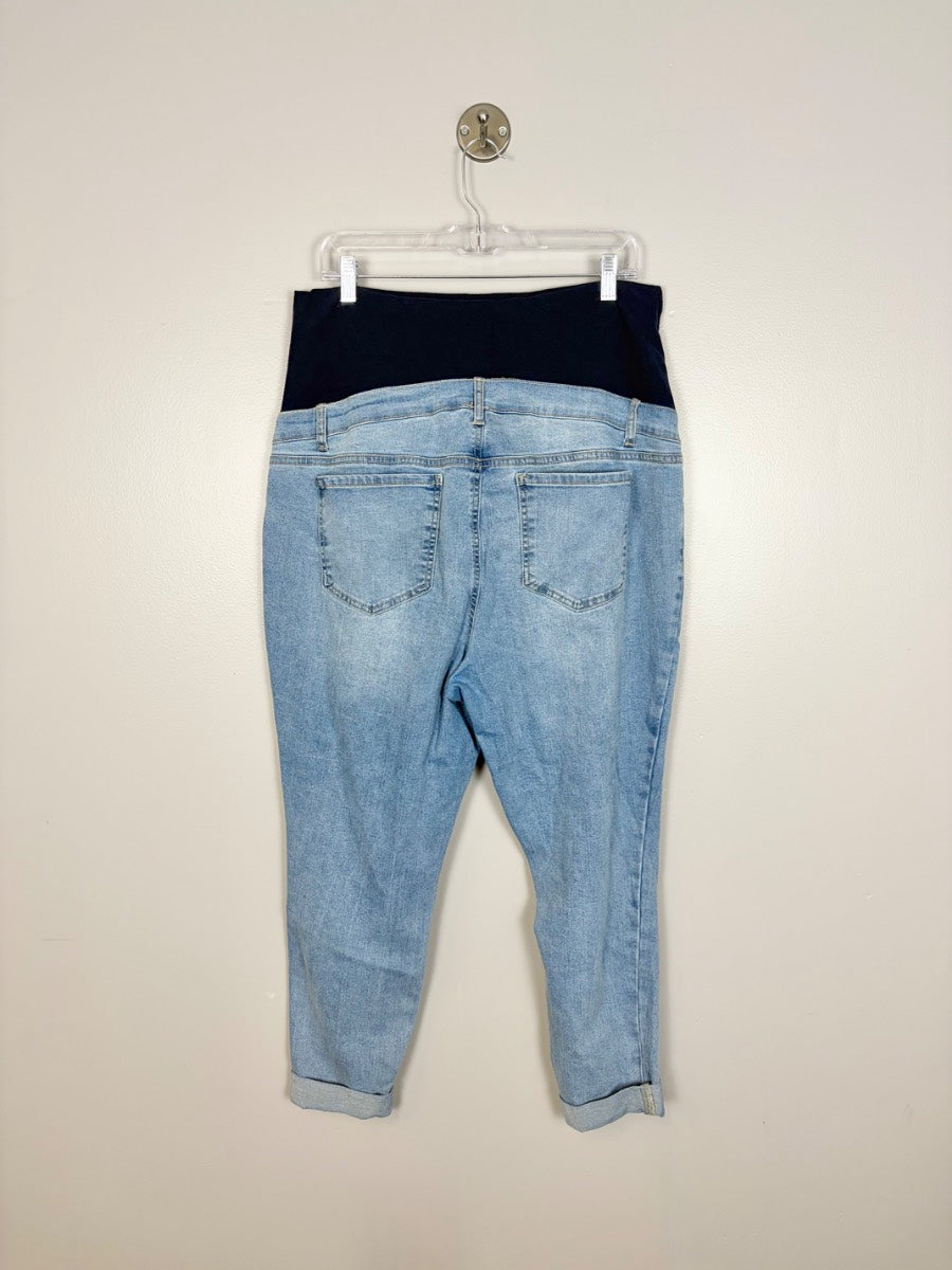 XL - Paisley Sky Distressed Boyfriend Jeans