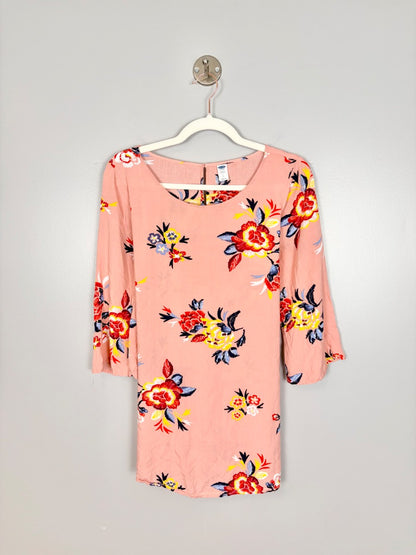 L - Old Navy Peach Floral Bell Sleeve Tunic
